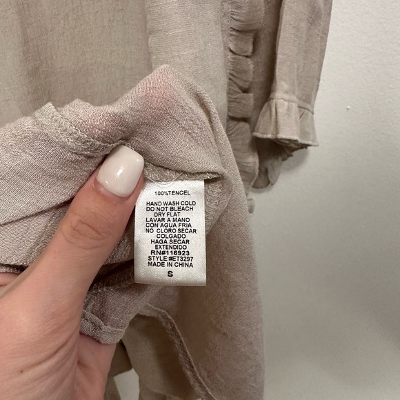 Anthropologie easel Taupe gray Ruffle Open-Front Kimono cardigan oversized small - Picture 7 of 7